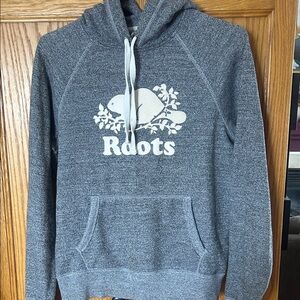 Roots Gray Heather Hoodie with White Beaver Logo